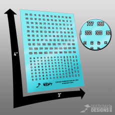 Crease Numbers Decals (Black on White) 60-100+