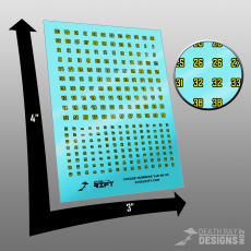 Crease Numbers Decals (Yellow on Black) 00-59