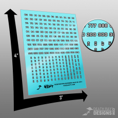 Dogfight Numbers Decals (White on Black) 60-100+